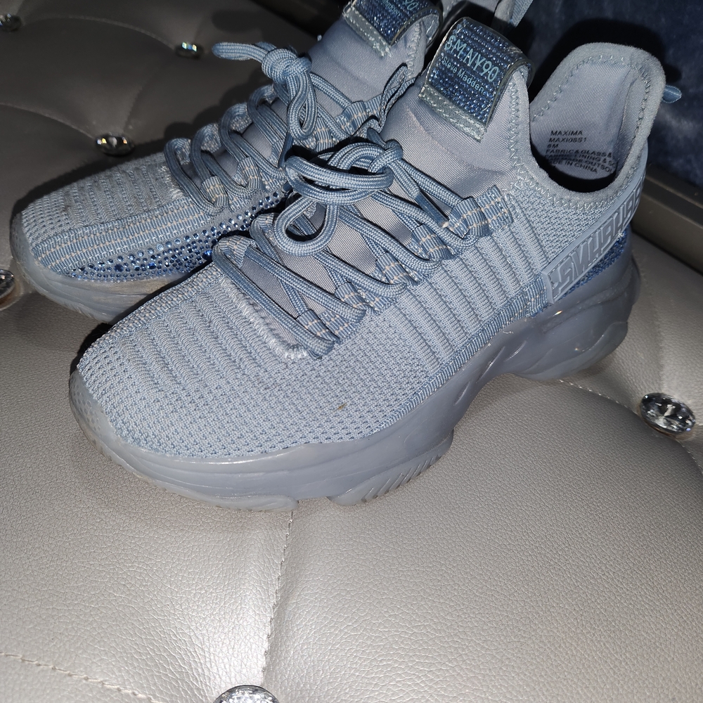 Steve Madden Trendy Light Blue Sneakers With Rhinestones
